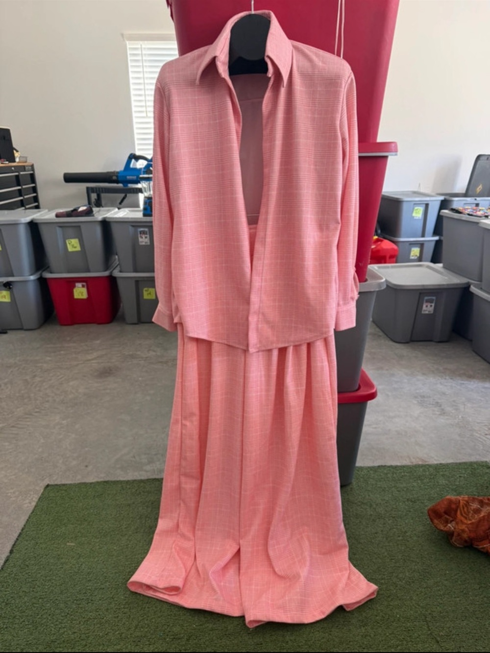 Women's Pink Two-Piece Button Shirt & pants Set